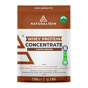 NATURALTEIN Natural Whey Protein Concentrate Caffe Mocha - 1 kg (Naturally flavored, Non GMO, No Artificial Sweeteners)