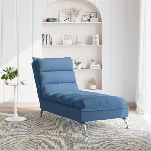 Méridienne moderne tissu bleu, pieds métal chromé vidaXL