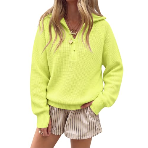 Quarter Zip Sweater Women Knit Striped Sweaters Long Sleeve Fall Sweaters - image 1