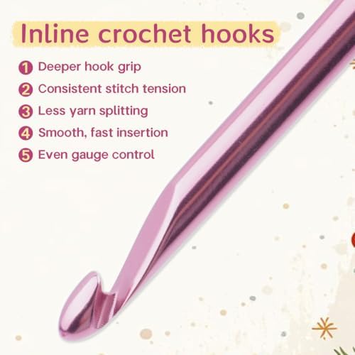 WAZAIGUR 7inch Extra Long Inline Comfy Ergonomic Crochet Hooks Set, 6 Sizes - 5
