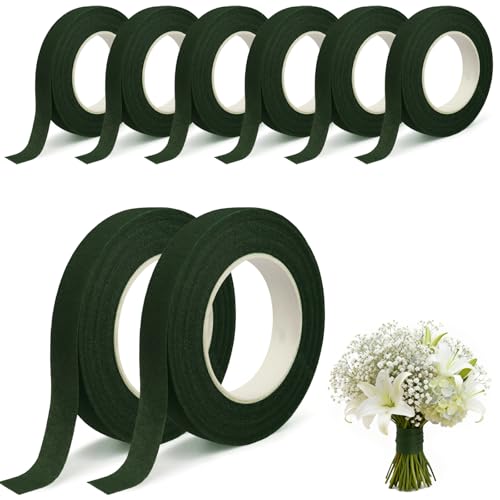 8 Pack Green Flower Floral Tape for Bouquet Stem Wrapping Wedding Decor