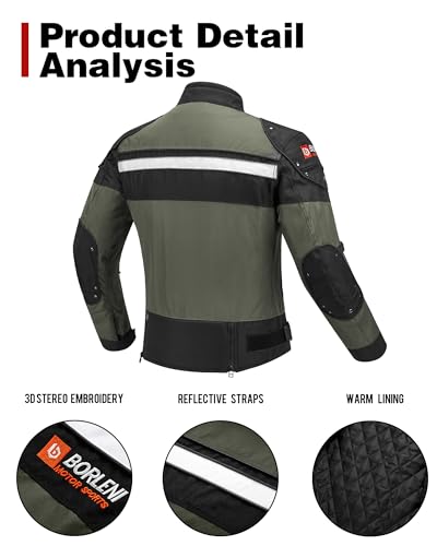 image for BORLENI Motorcycle Jacket Windproof Motorcycle Full Body Protective Ge