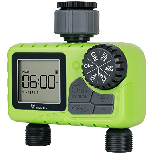JonesHouseDeco 2 Uscite Centralina Irrigazione Giardino temporizzatore, LCD Programmatore Irrigazione per Giardino...