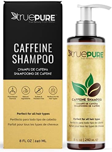 Caffeine Shampoo Treatment For Healthy Hair Growth and Hair Loss Prevention, Unisex Dht Blocking Formula For Normal To Thin Looking Hair, No Sulfates, 8oz, By TruePure