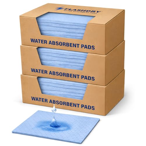 FLASHDRY Water Absorbent Pads for Spills, 150-Pack, 17.5" x 13.5" - Reusable Hand Wringable and Water Absorbing Pads for Leaks, Storm Damage, Basement Cleanup, Garage Floors and Under-Sink Cabinets