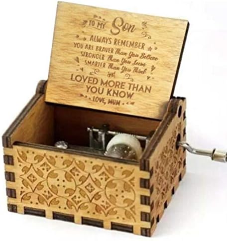 You are My Sunshine Wood Music Boxes,Laser Engraved Vintage Wooden Sunshine Musical Box,Wooden Classic Music Box Crafts with Hand Crank, Gifts for Birthday/Christmas/Valentine's DayMom to Sun