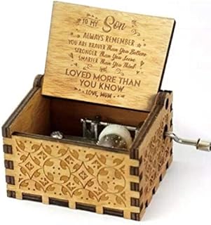 You are My Sunshine Wood Music Boxes,Laser Engraved Vintage Wooden Sunshine Musical Box,Wooden Classic Music Box Crafts with Hand Crank, Gifts for Birthday/Christmas/Valentine's DayMom to Sun