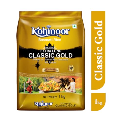 Image of Kohinoor Classic Gold Basmati Rice, 1 kg | Naturally Aged for 2 Years | Premium Aromatic Long-Grain Basmati | Perfect for Biryani & Special Meals
