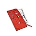 Leatherboss Genuine Leather Women's All in One Credit Business Card Case Holder Slim Zipper Wallet With a Card Protection Strap, Red