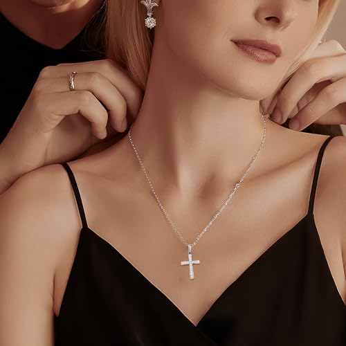 Gold Cross Necklace for Women Diamond Necklace for Women Sparkling Cubic Zirconia Pendant 18K Gold Plated Cross Pendant Religious Jewelry with Diamond Birthday Gift Christian Gifts for Her3