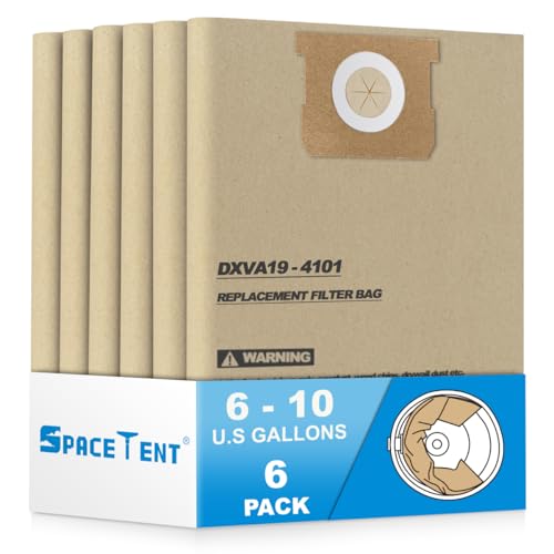 Puroom 6 Pack DEWALT DXVA19-4101 High Efficiency Replacement Filter Bags for DEWALT 6 to 10 Gallon Wet/Dry Vacs - Part # DEWALT DXVA19-4101 & Vacmaster VHBM by