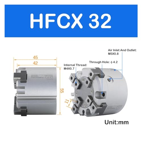 Cylindre à doigts HFCX-32 robuste en alliage pour robotique