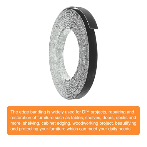 Banda de borde de PVC flexible uxcell negro prepegado para cantos de madera mdf 3