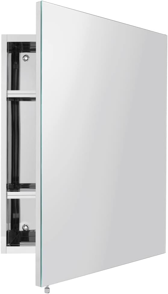 Movo Medicine Cabinet Mirror,18 inch x 24 inch Frameless Mirror Medicine Cabinets for Bathroom,Surface Mount Bathroom Medicine Cabinet with Mirror 5.1"D x 18"W x 24"H Silver( 18in X 24in)