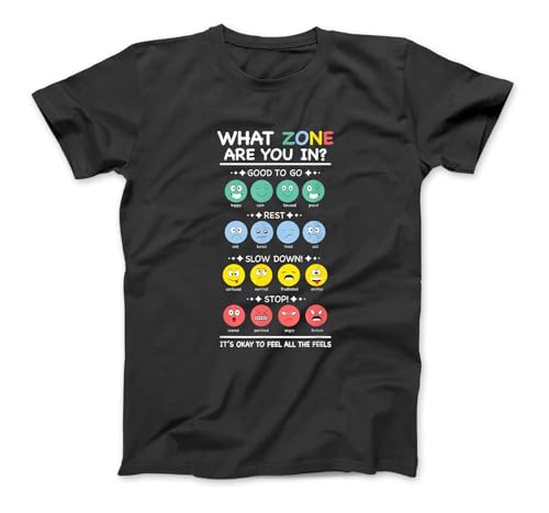 Generic - What Zone are You in? Emotions and Feelings Awareness Tee T-Shirt, Sweatshirt, Hoodie for Men Women Kids Made in Canada Black