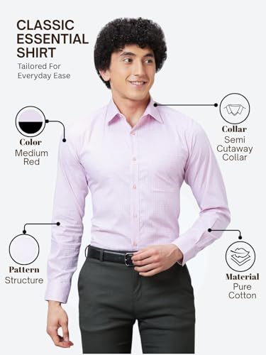 Image of Raymond Men's Pure Cotton Structure Pattern Slim Fit Semi Cutaway Collar Full Sleeve Formal Shirt