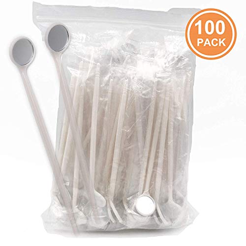 TENFLY 100pcs Disposable Dental Exam Mouth Mirrors Oral Dental Mirror Plastic Dental Instrument