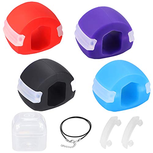 Jaw Exerciser 4 Pack, Double Chin Reducer Eliminator for Jawline Shaper, Mouth Face Neck Jawline Exerciser for Men Women - Face Lift Chisel Chin Slimming & Neck Muscle