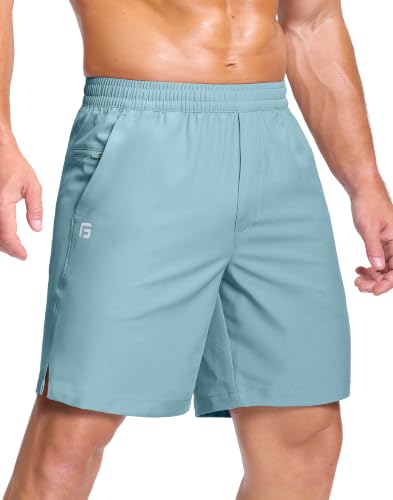 Image of GGJ Men's Lightweight Athletic Shorts with 2 Zipper Pockets 7 inch /9 inch /5 inch Gym Workout Running Quick Dry Tennis Shorts for Men