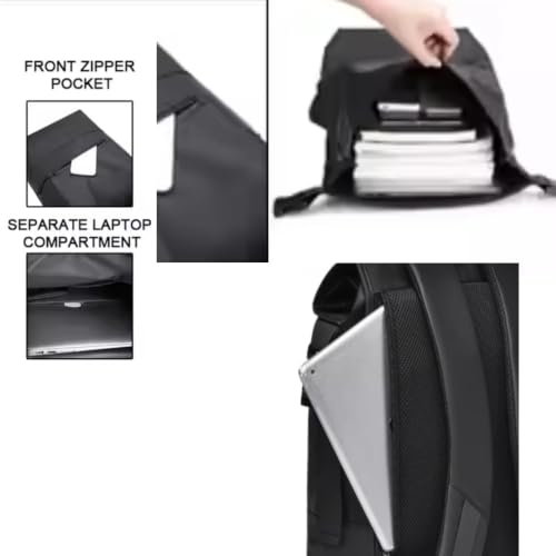 Image of SMILEDRIVE Waterproof Roll-Top Laptop Backpack, 20-25L Expandable, Anti-Theft, Padded 15.6 inch Laptop Compartment, Travel College Office Bag