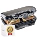 Bestron XL Sandwichmaker, Antihaftbeschichteter Sandwich-Toaster für 2 Sandwiches, inkl. automatischer Temperaturregelung & Bereitschaftsanzeige, 900 Watt, Farbe: Titangrau