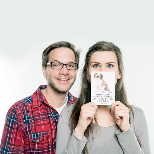 Mr. & Mrs. Panda Postkarte Bernhardiner Treue - Geschenk, spruchkarte, Postkarten, Familienhund, Hundeliebhaber, Ruhe, Spaziergang, Familienmitglieder, Hunderasse, Ansichtskarte, Ansichtskarten, Hunde