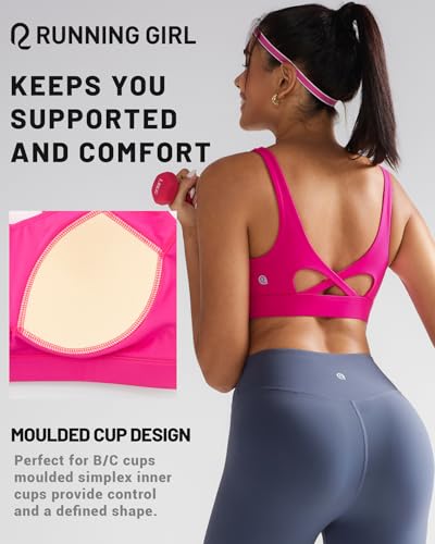 Image of RUNNING GIRL Sports Bra for Women High Support, Molded Cup High Impact Sports Bras with Sewn in Pads Workout Running Bra