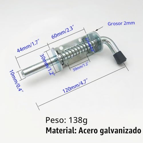 Pasador con resorte para puerta 2 Imagen adicional