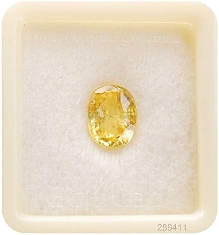 Pinkcity Gems Yellow Sapphire Ceylon Mined 7.25 Ratti/6.52 Carat Certified Pukhraj Natural Gemstone for Men and Women