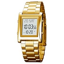 MASTOP Mens Watches Digital Watch for Men Womens, LED Screen Digital Black Watch Backlight Fashion Stainless Steel Rectangle Watches for Men, Mens Wristwatch Waterproof Tool Include