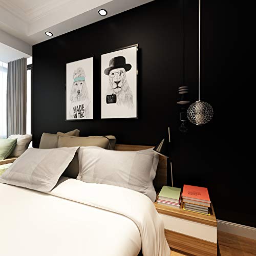 Livelynine 15.8"X394" Matte Black Contact Paper For Cabinets Waterproof Black Wallpaper For Walls Peel And Stick Countertops Black Vinyl Wrap Self Adhesive Shelf Liner Kitchen Cabinet Covers Removable #TOP1
