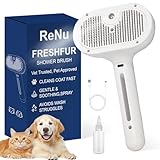 Fresh Fur Shower Brush, 3 in 1 Pet Steam Brush, Spray Hair Removal Comb for Cats ＆ Dogs - Deshedding＆ Grooming (White)