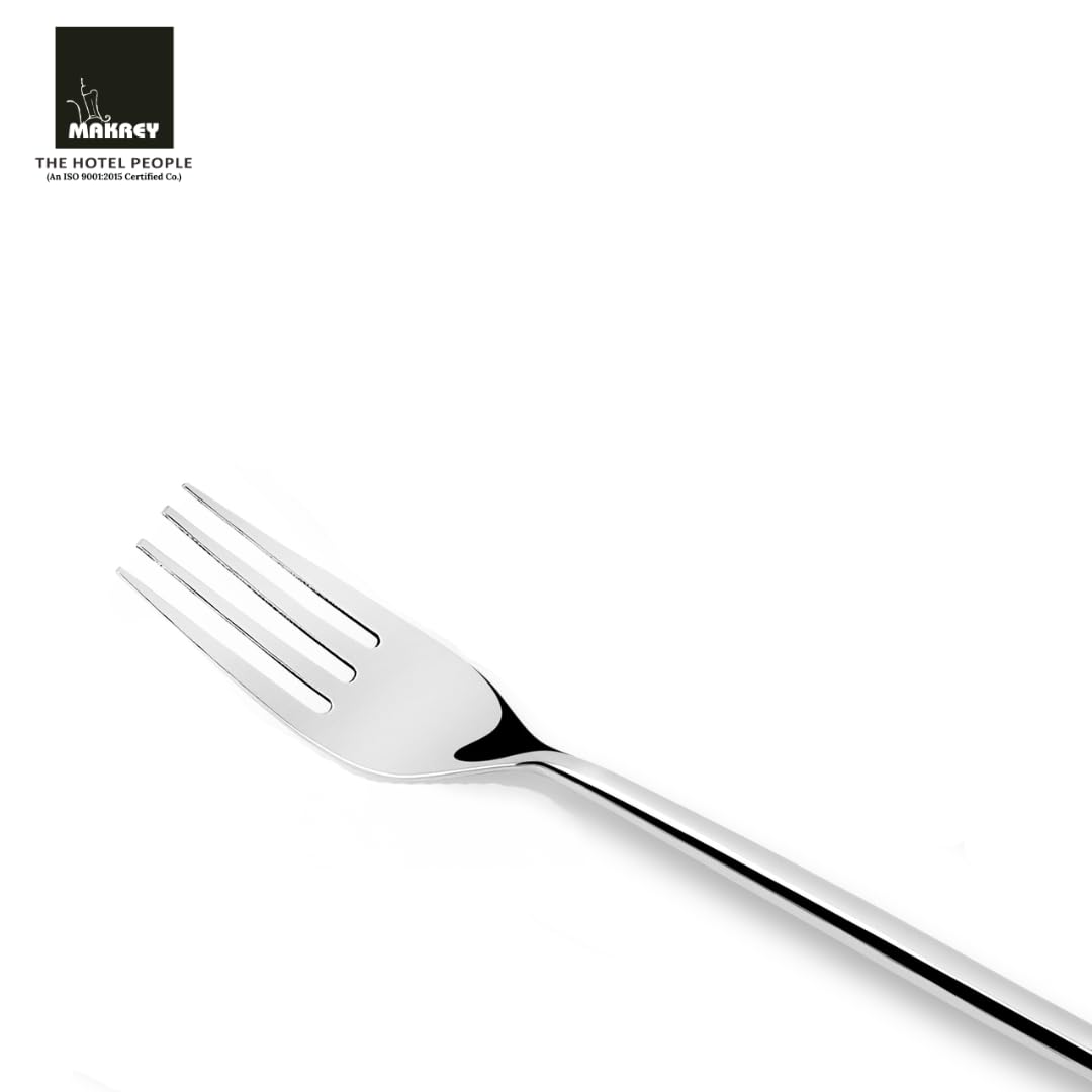 MAKREY Handcrafted Forged Stainless Steel Premium Cutlery 6 Pieces Set AP Fork 8"/20cm for Home & Restaurant Belle Round Design Glossy Finish (Pack of 6) 2