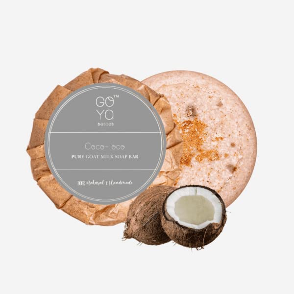 Coco-Loco soap, Organic Goat Milk Soap, Coconut, Almonds, Improves Facial Glow, Protects from UV Rays, Reduces acne, Eases Inflammation, Paraben Free, Handmade