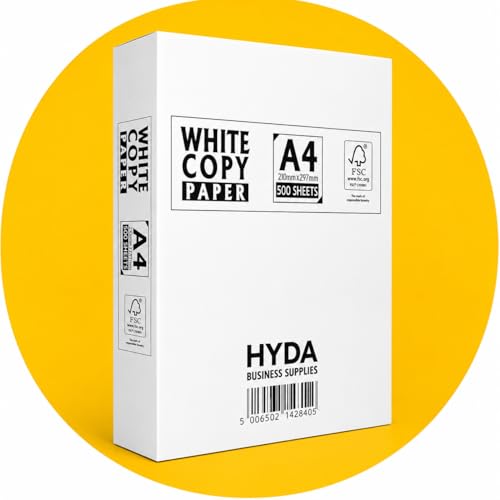 HYDA Printer Paper A4 White 500 Sheets 1 Ream Multipurpose Copy Paper for Inkjet Laser Printers Copiers Photocopiers Home Office School and Business Use