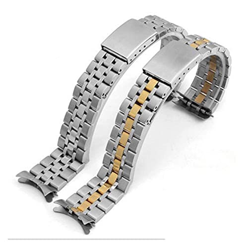 Bracelet montre acier inoxydable 19mm bicolore à extrémité courbée pour homme