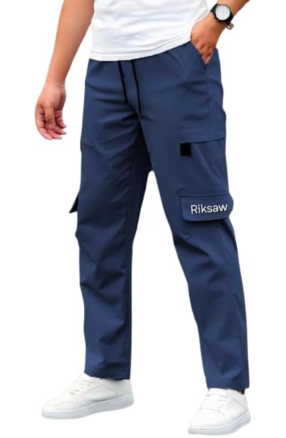 riksaw Men's Cargo Polyester Pants for Men || Regular Fit Mid Rise Cargo Joggers Solid Pants (CG_03)-picture-22