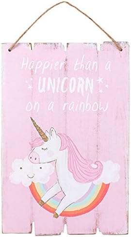Hunky Dory Happier Than A Unicorn On A Rainbow Magical Bedroom Plaque Sign