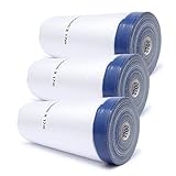 gws Abdeckfolie für Maler- und Gipsarbeiten, Malerfolie mit Klebeband, Maskerband mit starker Haftung & einfach entfernbar; 3 Rollen, 2700mm x 17m