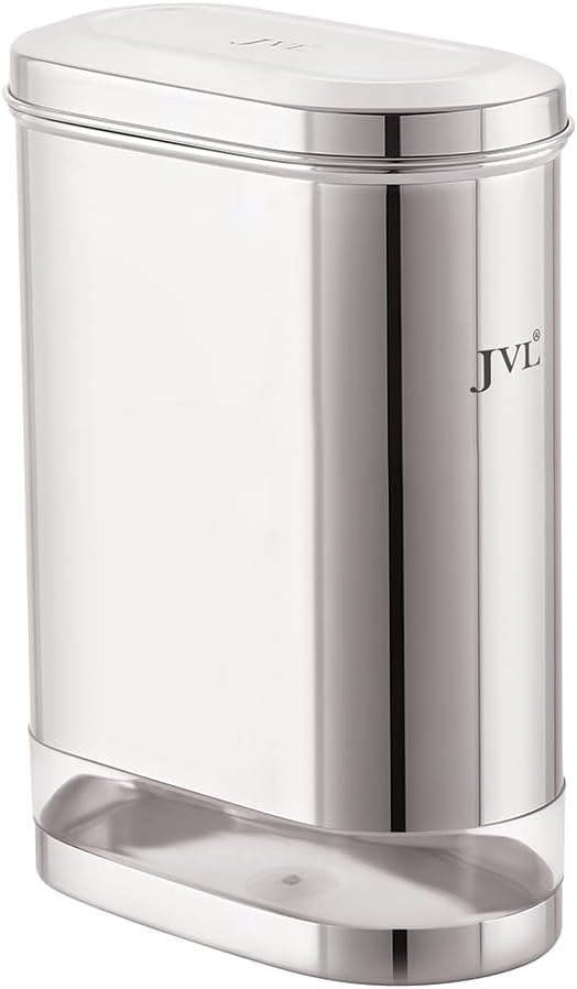 JVL Stainless Steel Kitchen Storage Container, Capsule Shape Galaxy Clear Canister with Unbreakable Steel Lid - Durable and Elegant Food Storage Jar for Spices, Snacks, Grains (2.75 Litres)