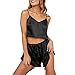 Produktbild Adamoka Damen Suspender Pyjamas Dessous Set, Damen Satin Strappy Satin Seide Camisole Strumpfgarn Nachthemd Set Mit Transparent Geschnürten Höschen Damen Unterwäsche + Slip Set