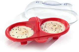 Norpro (996) Silicone Microwave Double Egg Poacher, Red
