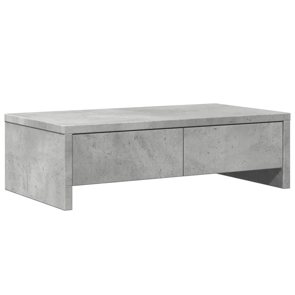 vidaXL Monitor Stand with Drawers, Display Stand for Laptops, Computer Stand for Home Office, Monitor Stand Riser, Concrete Grey Engineered Wood