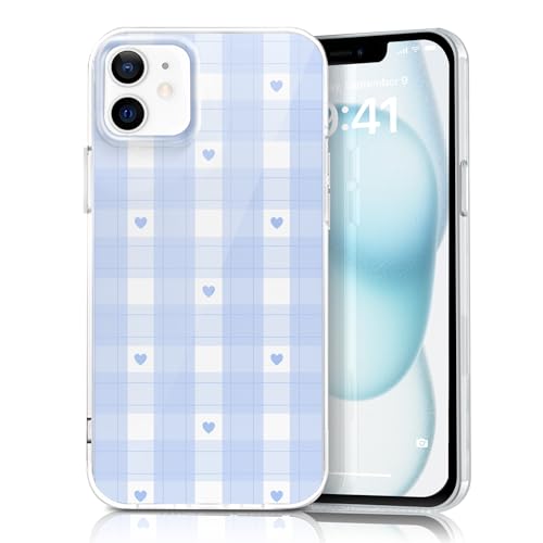 Coque iPhone 12 fine en polycarbonate bleu écossais pour éviter les rayures avec style
