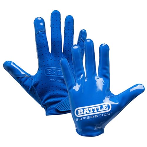 Battle Doom Speed Football Receiver Gloves, Ultra Stick Grip, Compression Fit (Runs Tight – Size Up If Between Sizes), Youth & Adult Football Gloves - Adult Medium, Blue