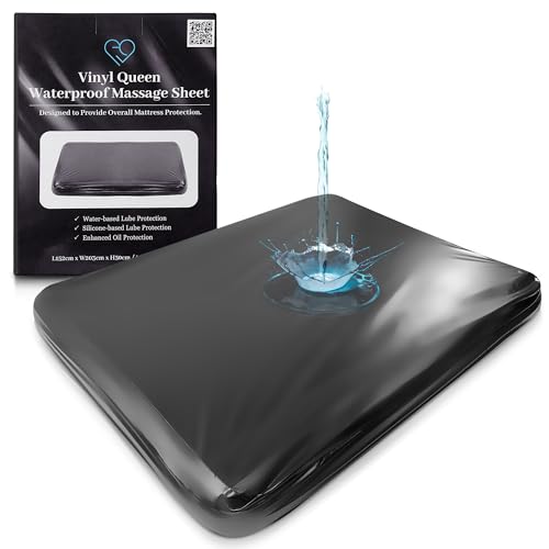 Schwarze, wasserdichte, taillierte Massagelaken aus Vinyl mit...