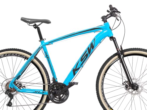 Bicicleta Aro 29 KSW 2x9V 18v Freio Hidráulico k7 e Trava,15,Azul e Preto