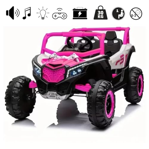 Carro Quadriciclo Elétrico Infantil Rosa 12V com Som Música e Buzina
