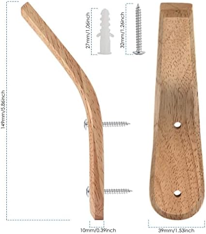 SOONHUA Wooden Coat Hooks,2-pack Wooden Hook,Wall Mounted Clothes Hooks Coat Pegs Natural Beech Wood Hooks Hat Towel Organizer Hanger for Bedroom,Entryway,Kitchen,Bathroom