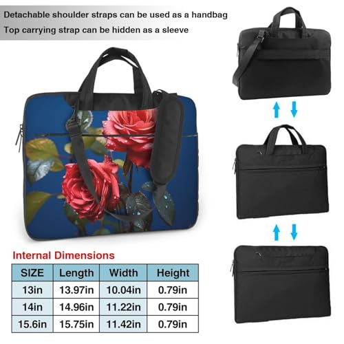 Bolso para laptop con flor roja y azul 14 pulgadas miniatura 4